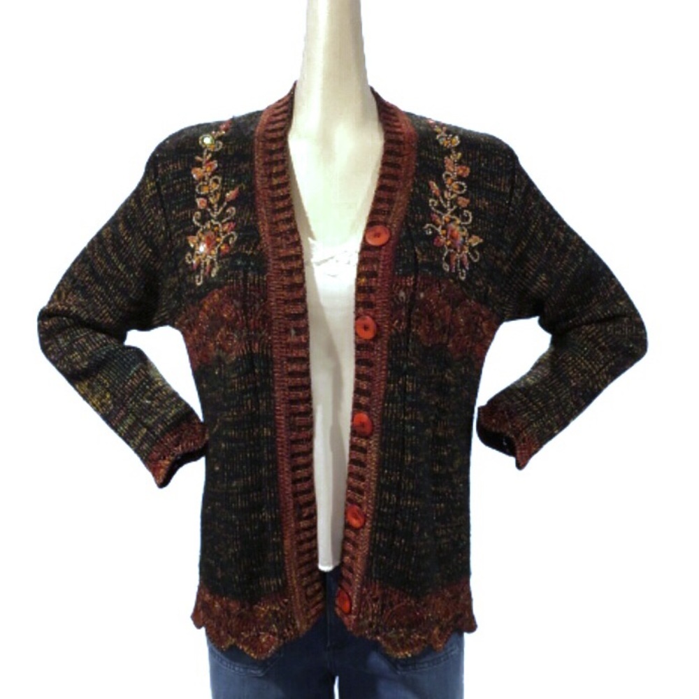 Vintage “Nisha” Cardigan With Beaded Detai…